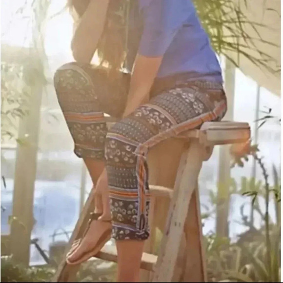 Anthropologie Elevenses aralia print boho crop pants size 2 Q24 - Picture 2 of 9